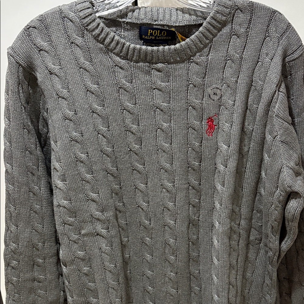 NWT Polo by Ralph Lauren Gray Cable Knit Crewneck Sweater